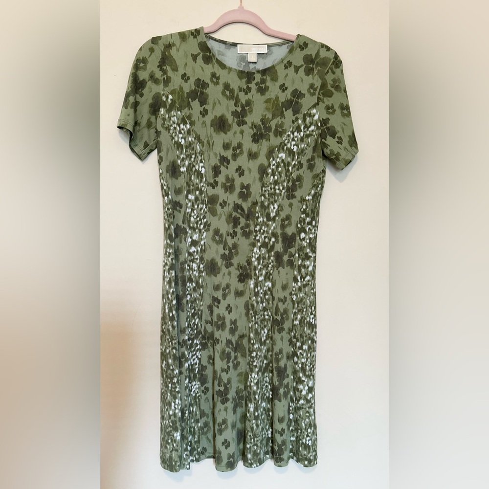Michael Kors Olive Patterned Midi Dress